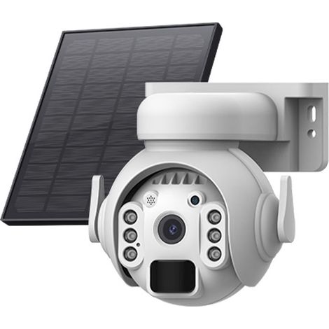 4g Solar Überwachungskamera Q515 Ptz 3mp - Zoom, 30m Nachtsicht, Pir-erkennung, Zwei-wege-audio, Wasserdicht, Solarpanel, Ubox, Außenbereich, Europäische Version Weiß