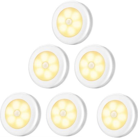 Schrank-led-lampe, 6er-pack Schranklichter Mit Bewegungsmelder Und Magnetbasis, Batteriebetrieben Für Treppen, Küche, Vitrinen Und Schränke, Warmweiß