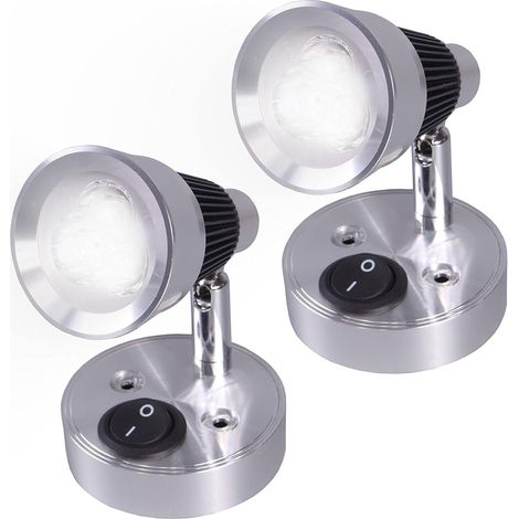 12v Led Spot Leselampe Wandmontiert 2 Stück Auto Led Licht Einstellbarer Schalter Innen Wohnmobil Van Licht Für Camping, Camper Van, Boot (kaltweiß)