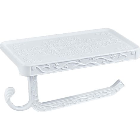 Einfacher Weißer Wand-toilettenpapierhalter Mit Ablage, Halterung Für Toilettenpapier Und Handy, Aus Leichtem Aluminium