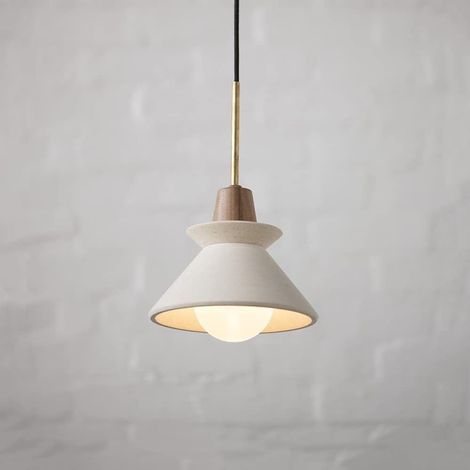 E27 Moderne Hängelampen Mini Beton Pendelleuchte Industrielle Zement Kronleuchter Deko Für Zuhause Nordisch Küche Pendelleuchte Für Esszimmer Bar Wohnzimmer (weiß, 20cm, Dreifarbiges Licht)
