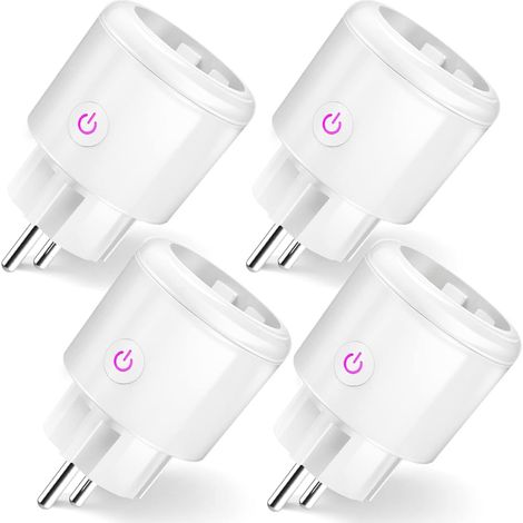 Wlan-steckdose, 16a Smart Plug Kompatibel Mit Alexa Und Google Home, Fernsteuerung, Stromverbrauchsmessung, Sprachsteuerung, Timer-funktion, 2,4 Ghz, 4er-pack, Weiß