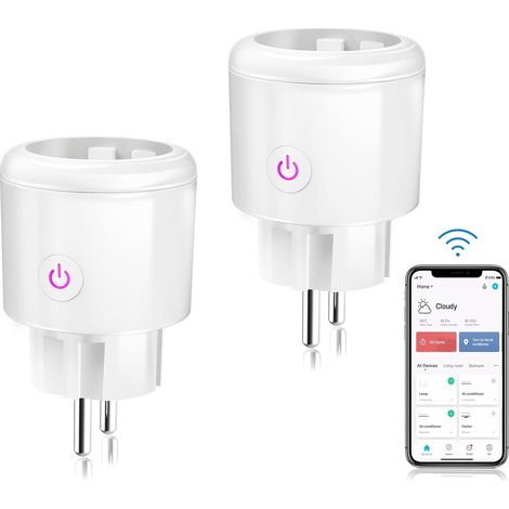 Intelligente Wlan-steckdose, 16a, Kompakt, Kompatibel Mit Alexa Und Google Home, Stromverbrauchsmessung, App-steuerung, Sprachsteuerung, Zeitpläne Und Timer, 2er-pack