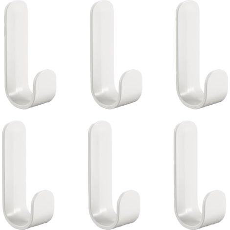 Klebehaken, 6 Kunststoffhaken, Selbstklebende Wandhaken, Handtuchhaken, Für Küche, Badezimmer, Wohnzimmer, Weiß