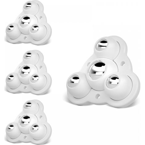 Mini-möbelrolle, Kleine Möbelrolle, Universelle 360°-drehbare Stahlrolle, Flache Rolle (weiß, 4 Stück)