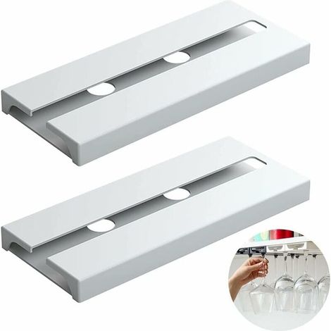 2 Stück Weinglashalter, Stielglashalter, Zweireihiger Weinglasständer, Hängender Weinglashalter, Aufgehängter Stielglashalter (weiß) - Liaiki