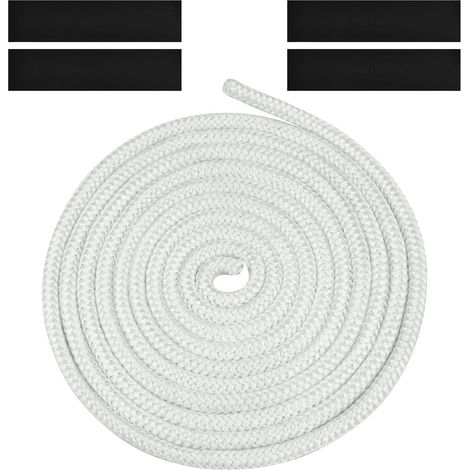 Geflochtene Dichtung Für Ofen Und Kamin, 8mm X 3m Glasfaserdichtung Mit 4 Klebebändern, Für Holzofen, Kamin, Weiß