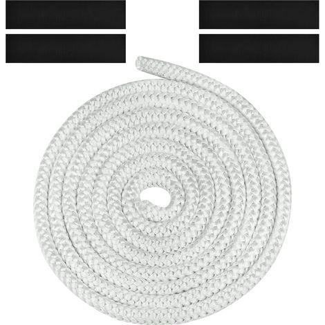 Geflochtene Dichtung Für Ofen Und Kamin, 10mm X 3m Glasfaserdichtung Mit 4 Klebebändern, Für Holzofen Und Kamin, Weiß
