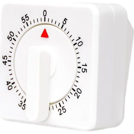 Mechanische Küchenuhr, 60 Minuten, Quadratischer Weißer Visueller Timer Mit Lautem Alarm - Weiß