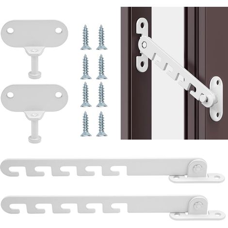 Fensteröffnungsbeschränker, Weiß, 10,5 × 4,6 Cm, 2er-set. Verstellbare Fensteröffnungsbeschränker Mit Schrauben