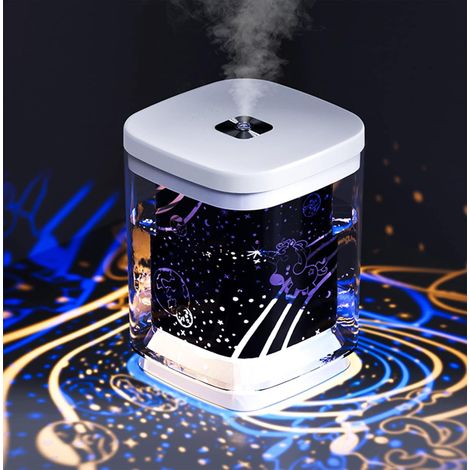 Tragbarer Usb-luftbefeuchter, Sternenprojektor-lampe, Für Zuhause, Büro, Wohnzimmer Und Schlafzimmer, 1000 Ml, Weiß