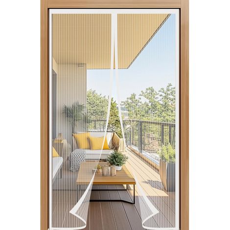 Fliegengitter Für Türen, 100x200 Cm, Magnetisches Fliegenvorhang Weiß, Verschiedene Größen, Ohne Bohren, Automatische Schließung