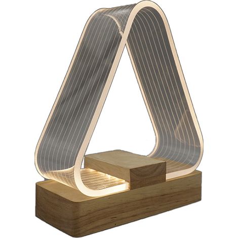 Nordische Dreieckige Nachttischlampe, Dekorative Led-nachttischlampe, Warmweißes Licht, Ladegerät Mit Berührungssteuerndem Acryl-diffusor Für Schlafzimmer, Wohnzimmer Und Tisch