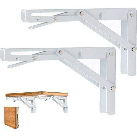Konsolentisch Für Regal, 2er-set, 250 Mm Regalwinkel, Klappbare Konsolenhalterung, Edelstahl, Klappbarer Wandwinkel, Tragfähig Bis 50 Kg/110 Lbs, Weiß