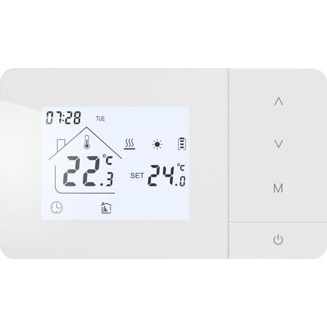 Thermostat Für Gasheizung Mit Batteriebetrieb, Täglich Programmierbar, Stromversorgung Per Batterie Oder Usb, Weiß