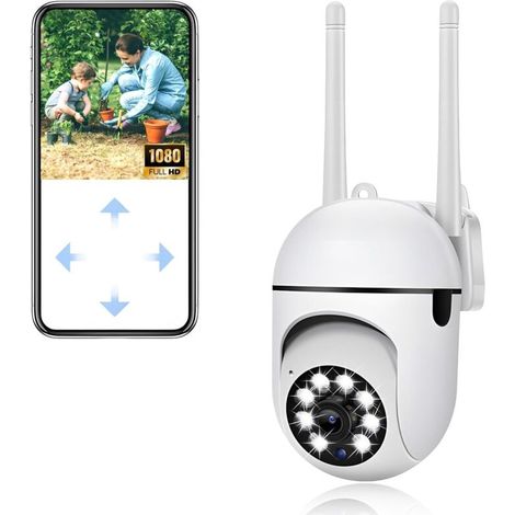 Wlan-überwachungskamera Für Außen, 1080p Sicherheitskamera Für Außen, 360° Ptz-überwachungskamera, Farb-nachtsicht, Zwei-wege-audio, Automatische Verfolgung, Für Hund/baby/haus