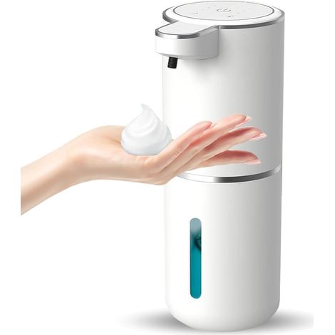 Automatischer Seifenspender, Berührungsloser Schaumseifenspender, Nachfüllbarer 400-ml-usb-spender Mit Wandhalterung, 4 Stufen, Einstellbarer Bewegungssensor, Wasserdichte Pumpe (weiß)