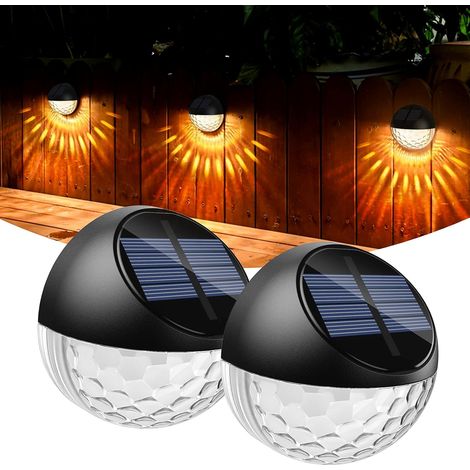 Solarleuchte 2er-set Led Solar-außenwandleuchte Ip65 Wasserdicht Dekorative Wandbeleuchtung Warmweiß, Zaunlampe Für Mauer Terrasse Garten Eingangstreppe Hof Gehweg