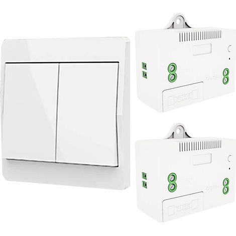 Drahtloser, Selbststromerzeugender Lichtschalter, Funk-schalter Und Relais-empfänger, Steuerung Mit Sicherung, Kinetischer Schalter Ohne Batterie (1-wege-kit Mit 2 Tastern)