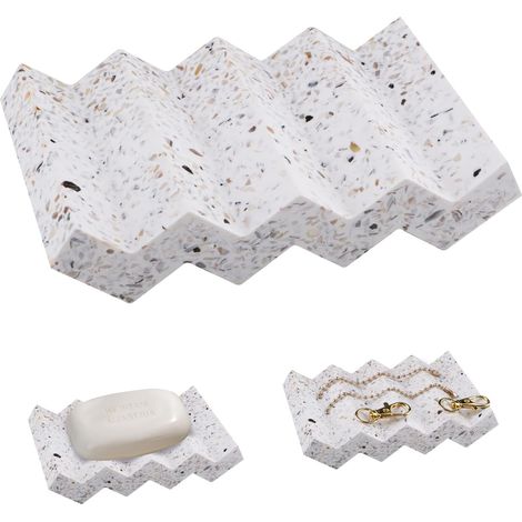 Keramik-seifenschale Mit Abtropfschale, Doppelseitig, Aus Gewelltem Marmor, Elegant, Für Dusche, Küche, Badezimmer