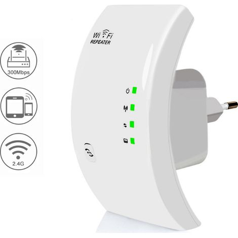 Wlan-repeater, Hochleistungs-wlan-verstärker, Wlan-erweiterung N300, Wlan-signalverstärker, 1 Ethernet-anschluss, Abdeckung Bis Zu 200 M², Kompatibel Mit Allen Internetboxen – Weiß