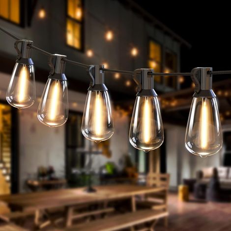 50ft/15m Außen-lichterkette, 25+1 St38 Led-glühbirnen-guirlande, Wasserdichte Und Bruchsichere Elektrische Lichterkette Für Innen- Und Außenbereich, Geeignet Für Patio, Garten, Party, Terrasse – Warmw
