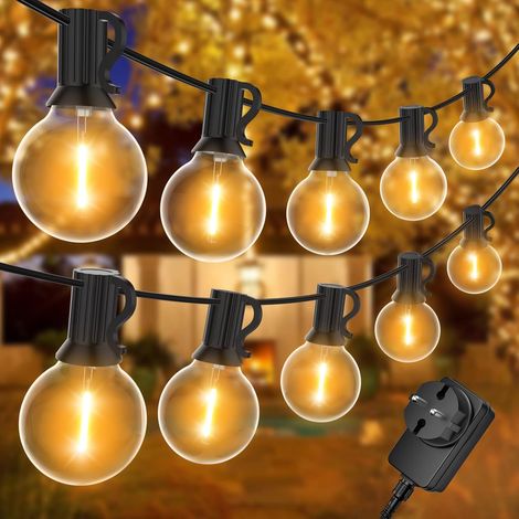 Guirlande Guinguette Für Außen, 30 M, Lichterkette Für Außen Mit 50+2 G40 Led-glühbirnen, Ip45 Wasserdicht, Warmweiß, Lichterkette Für Terrasse, Hochzeit, Weihnachten