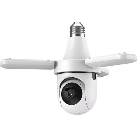 Wlan-überwachungskamera Mit Dual-band 2,4g/5g, Innenbereich, Ptz – E27-fassung Mit Led-lampe (3 Flammen), 1536p, Menschenerkennung, Nachtsicht Bis 20 M, Bidirektionales Audio, Inklusive 128 Gb Sd-kart