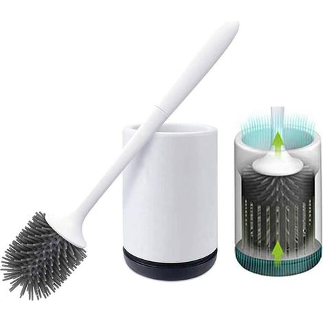 Toilettenbürste Silikon-wc-bürste Antibakteriell Wc-bürstenset Mit Langem Griff Und Hygienischem Halter (bodenbelag)