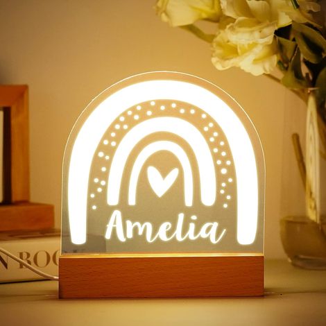 Led-nachtlicht Für Babys, Personalisierte Lampe Mit Namen, Taufgeschenk Für Jungen Und Mädchen, Geschenk Zur Geburt Eines Mädchens, Dreifarbige Dimmfunktion, Namenspersonalisierung