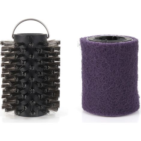 2pcs Electric Grill Cleaning Brush Heads Replacement, Stainless Steel & Scouring Pad Bbq Brush Cleaning Hard Heads Bbq Cleaner Spare Parts For Outdoor Grills