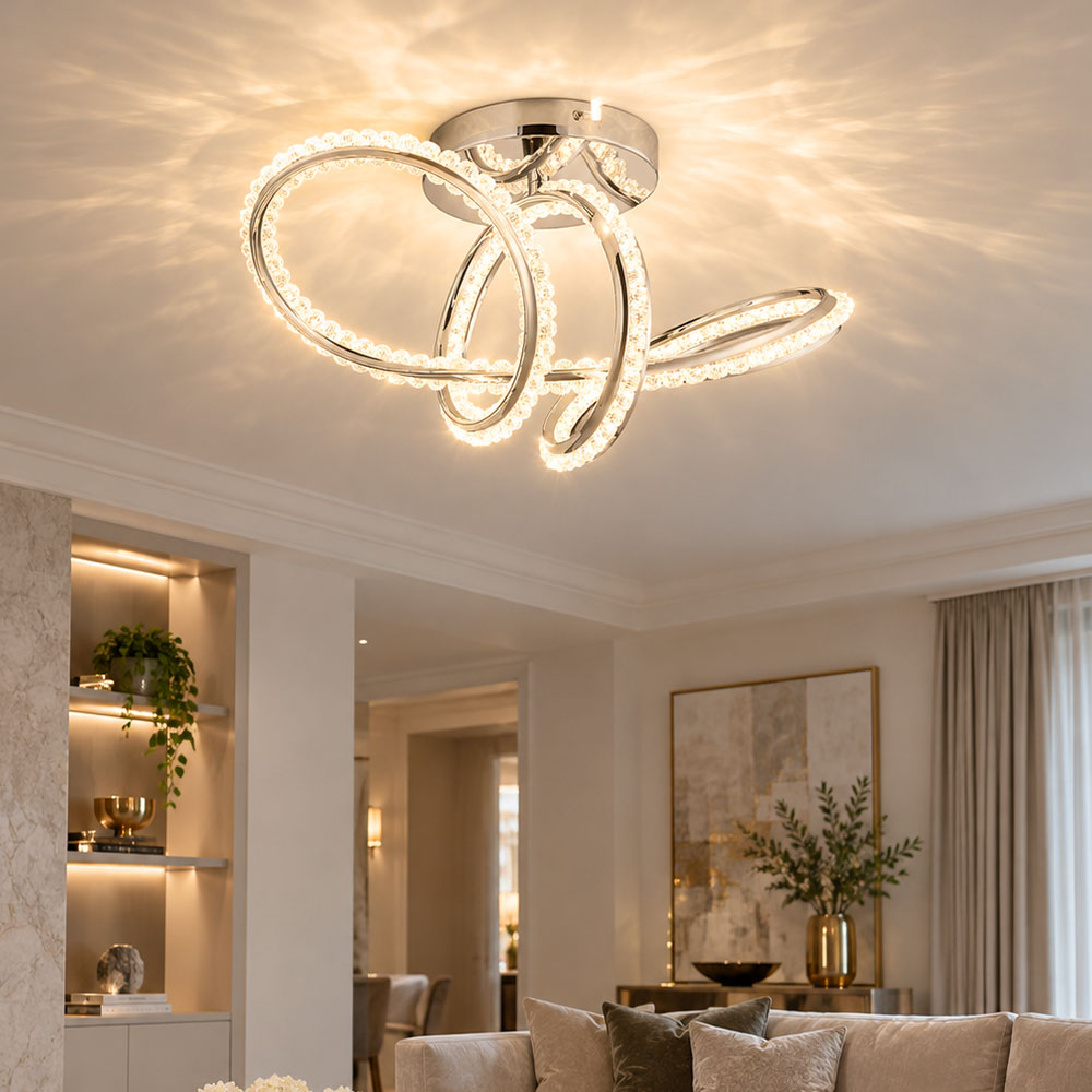 Led Deckenlampe Deckenleuchte Esszimmerlampe Dimmbar Silber Metall H 25 Cm