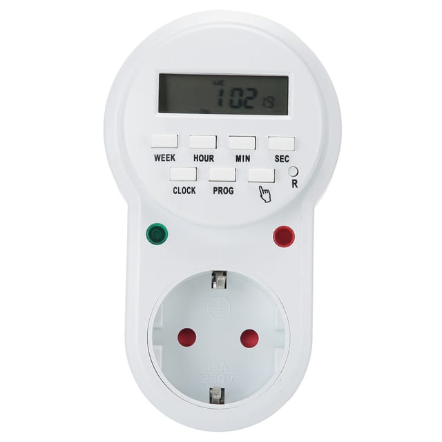 Intelligente 16-A-Steckdose mit programmierbarem Digitaltimer, Zyklusschalter, 250-V-EU-Stecker