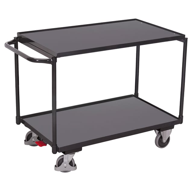 VARIOfit Tischwagen mit Schiebegriff und 2 Ladeflächen 985x690mm Anthrazitgrau