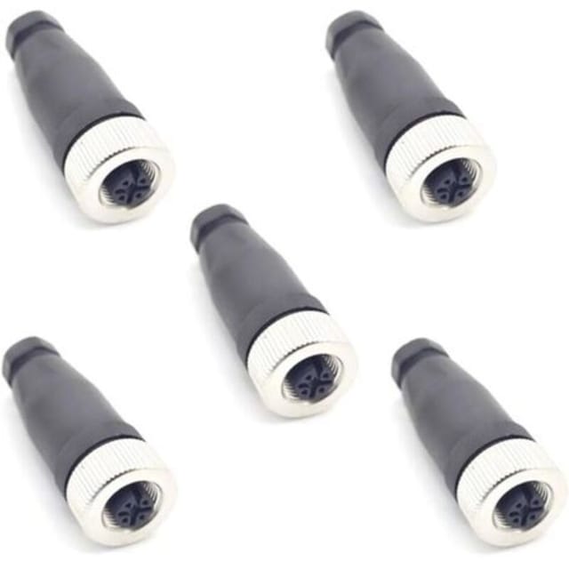 5 Stück M12 5-polige Buchsen, Ip67 Wasserdicht, Codierter Gerader 5-pin-schraubsensor, 12 Mm M12 5-adrige Rundsteckverbinder, Zubehör Für Die Industrielle Automatisierung, 125 V 4 A Ac/dc