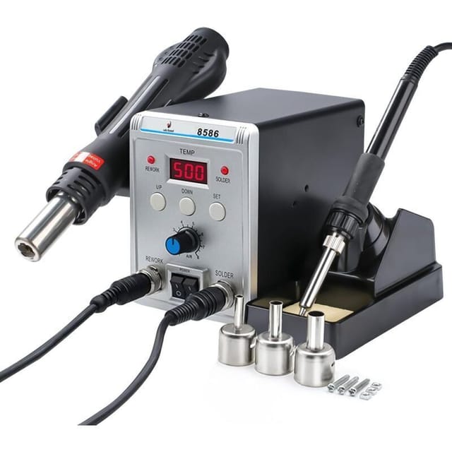 2-in-1-lötstation, Heißluft-lötkolben-set Mit 3 Luftdüsen, Einstellbarer Temperatur Von 200 Bis 480 °c, Digitalanzeige, Professionell Für Die Elektronikreparatur
