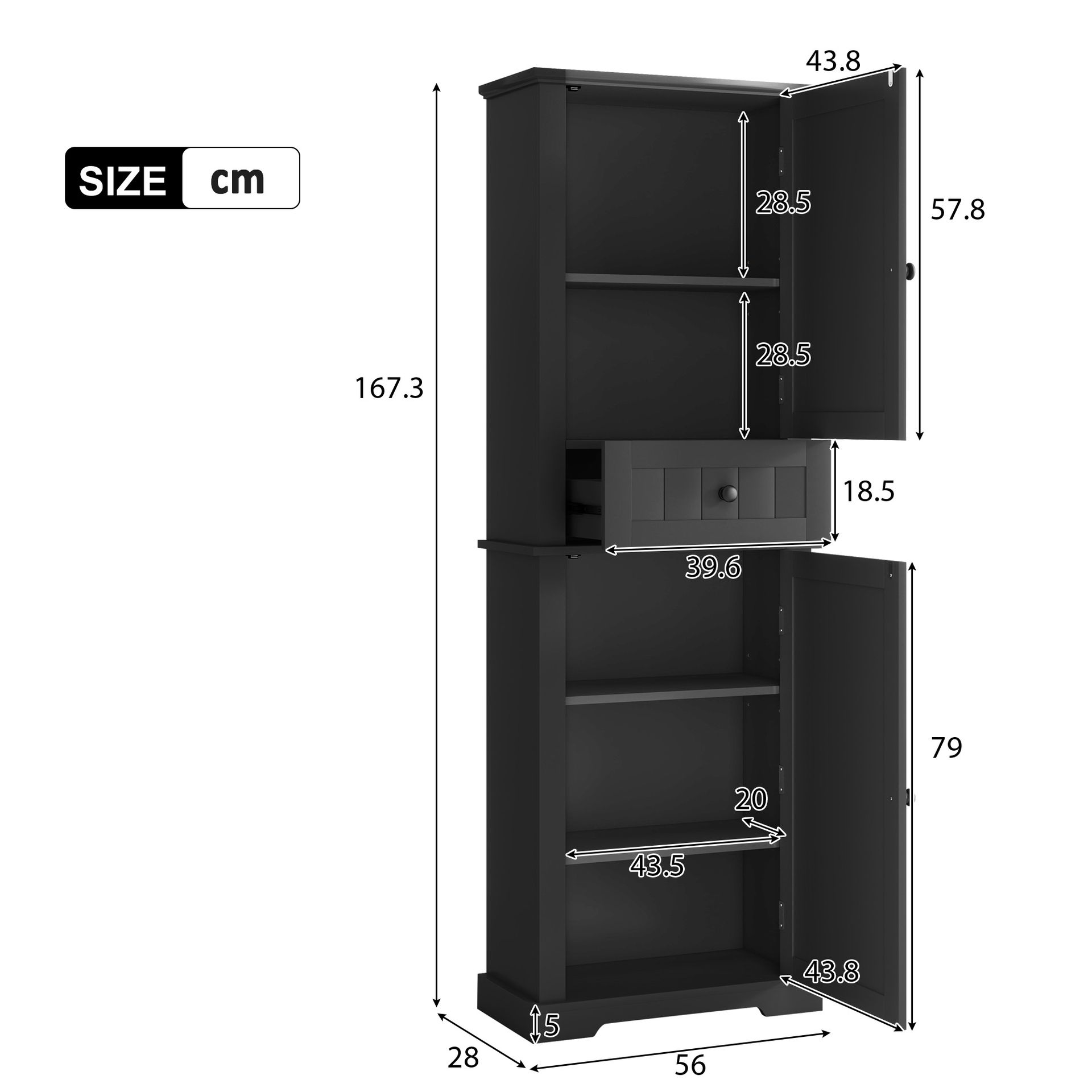 Kleiderschrank Aus Mdf In Schwarz 56 X 28 X 167.3 Cm Homaire