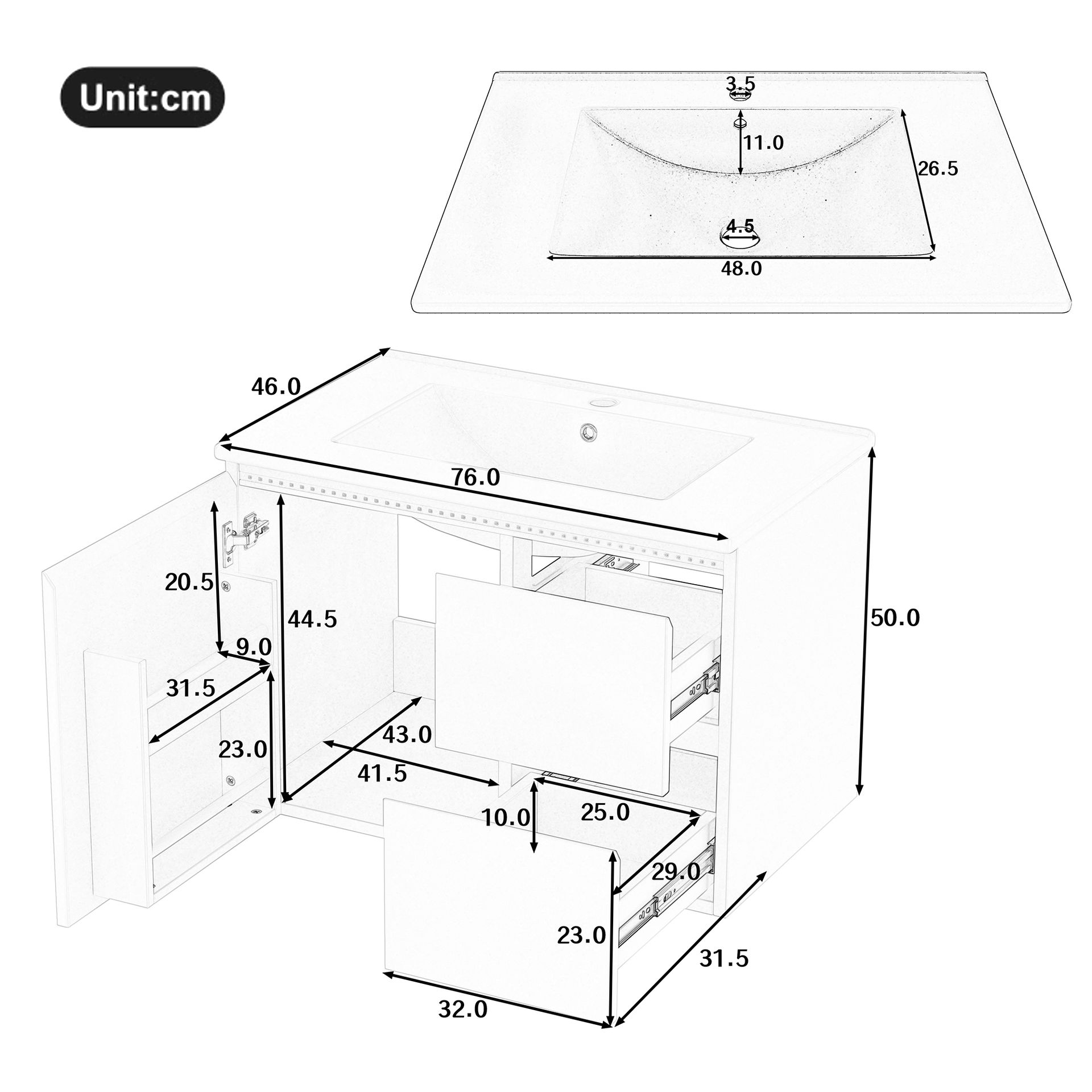 Möbelstück Aus Mdf In Weiß 76 X 46 X 50 Cm Homaire