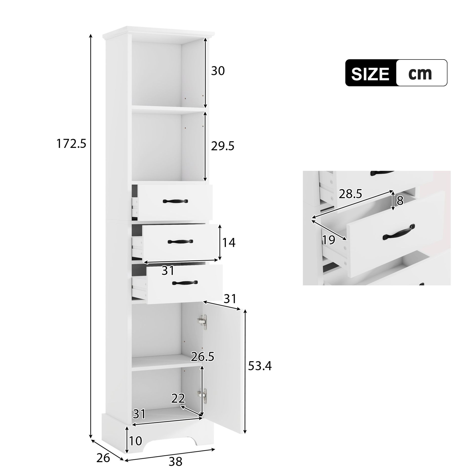 Kleiderschrank Aus Mdf In Weiß 38 X 26 X 172.5 Cm Homaire
