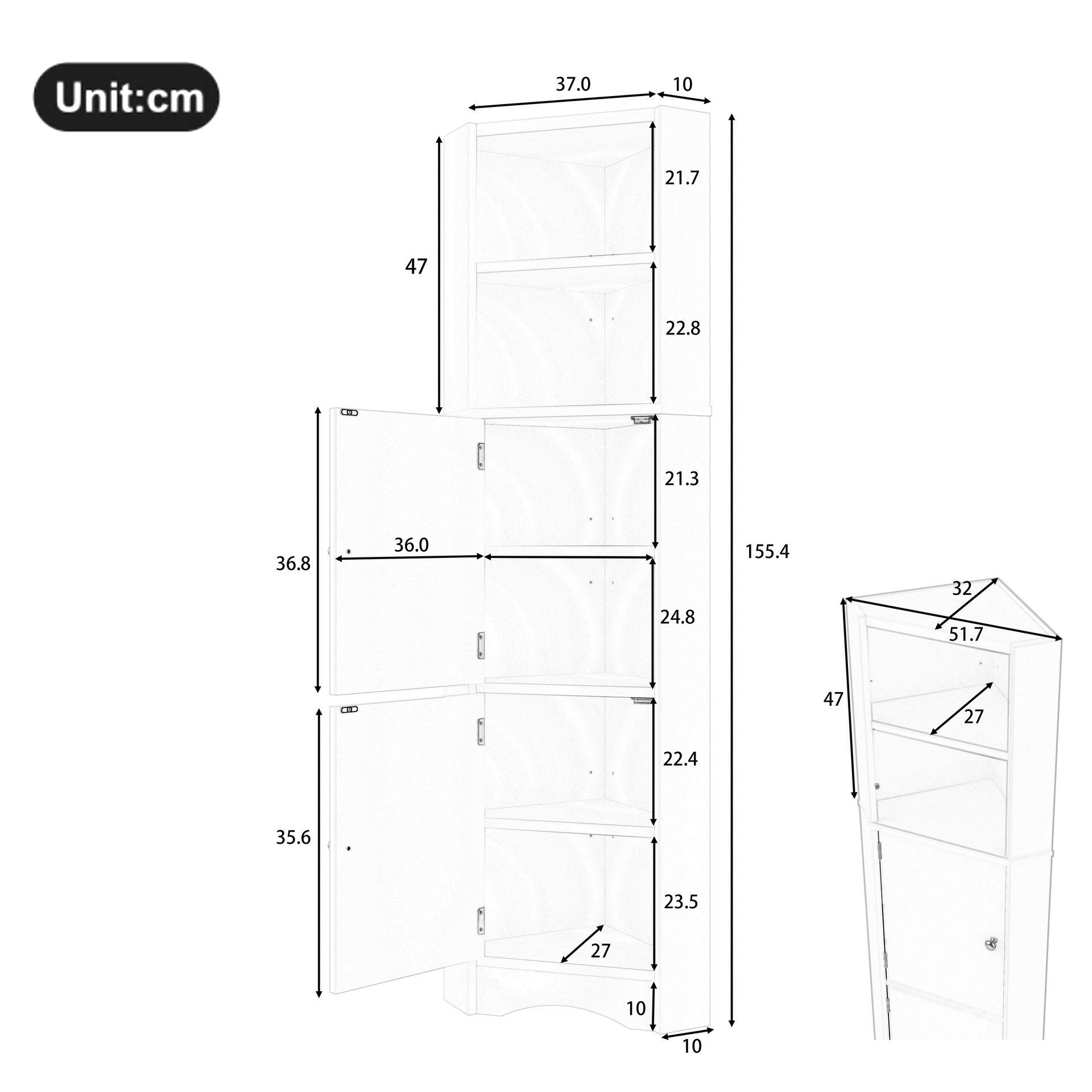 Kleiderschrank Aus Mdf In Weiß 51.7 X 32 X 155.4 Cm Homaire