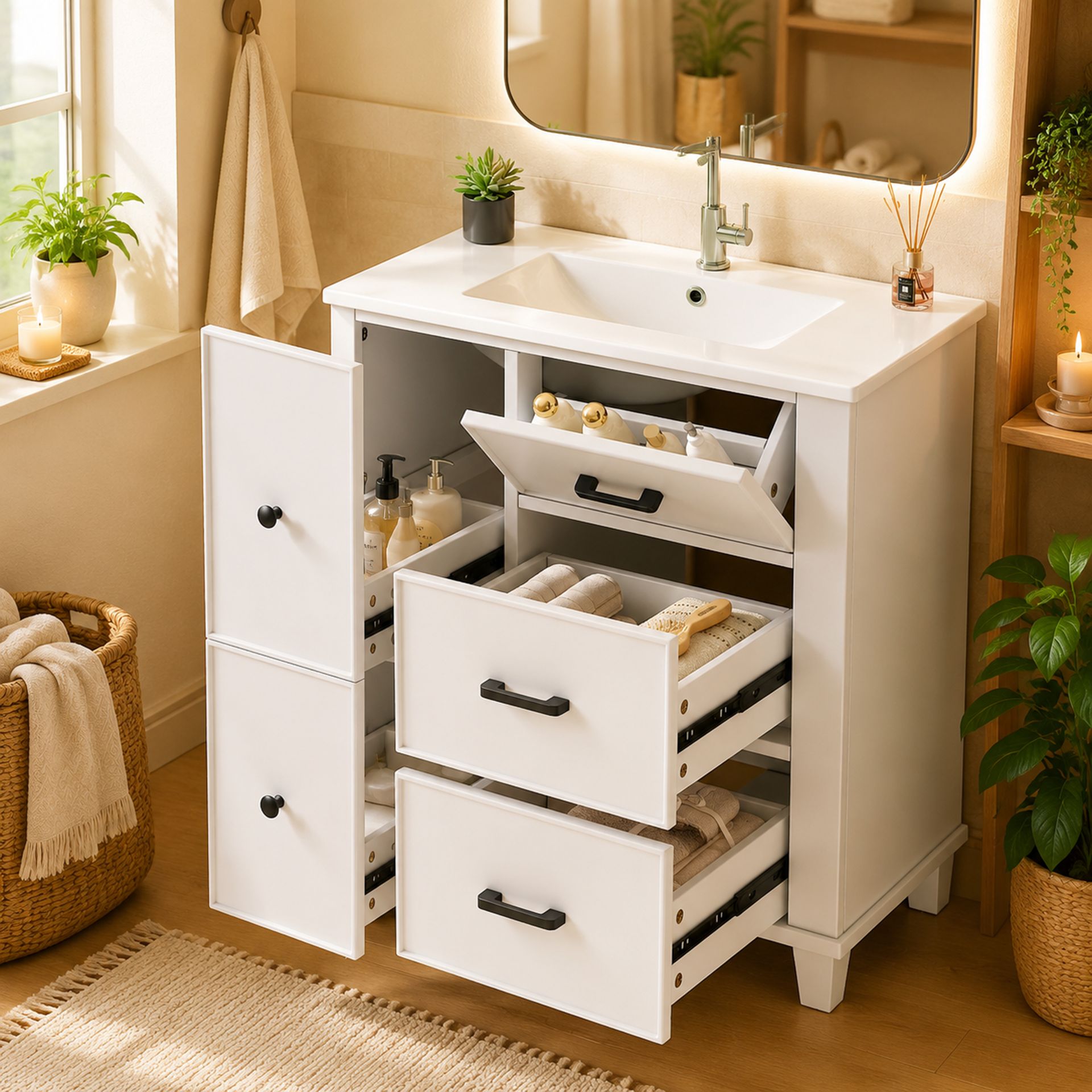 Polsterbett Aus Mdf In Weiß 76.5 X 47 X 83.5 Cm Homaire