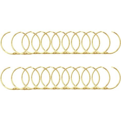 Anneaux De Rideau De Douche - 20 Pièces - Diamètre Intérieur 5 Cm - Ring De Rideau - Douche De Rideau De Douche - Porte- Porte-clés - Crochet - Set Ring De Rideau De Douche - Goud - Rond - Métal - Con