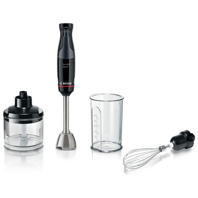 Bosch - Stabmixer, ErgoMaster, 1000W, QuattroBlade, inkl. Zubehör, Serie 4, Anthrazit, MSM4W421.