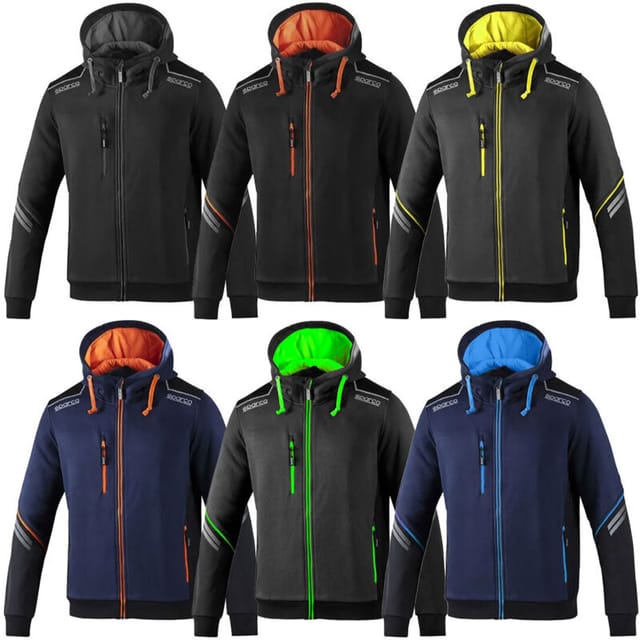 02414BMAF Arbeits-Sweatshirt mit Kapuze, Tech, durchgehender Reißverschluss, Colorado Blau, l - Sparco