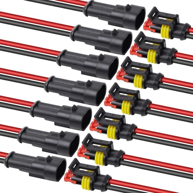 Ccykxa - 20 Kits wasserdichter Steckverbinder, 2-poliger männlicher und weiblicher wasserdichter Kfz-Steckverbinder, wasserdichter elektrischer