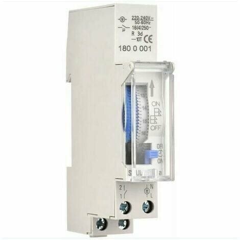 Mechanischer 24-Stunden-Timer von Tigrezy, 15-Minuten-Minimum-Timer, Schienenmontage, eingebauter Akku, SUL180a AC220–240 V, Grau – SUL180a AC220–240