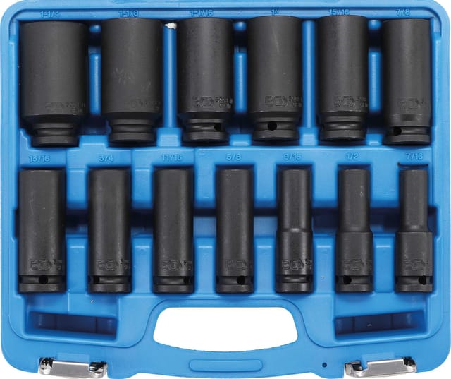 Bgs Technic - Kraft-Steckschlüssel-Einsatz-Satz Sechskant, tief Antrieb Innenvierkant 12,5 mm (1/2') Zollgrößen 13-tlg.