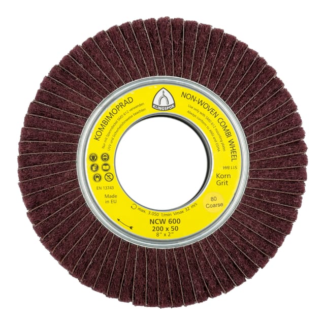 Klingspor NCW 600 Vliesmopräder Kombination, 200 x 50 x 68,2 mm Korn 80 Coarse