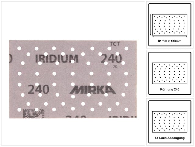 Iridium Schleifstreifen Grip 81x133mm K240, 100 Stk. ( 246B109925 ) - Mirka