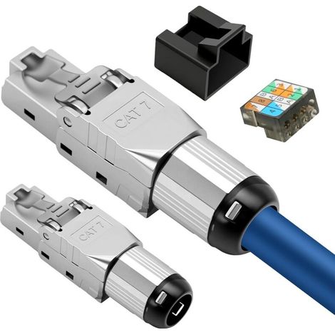 Lot De 2 Connecteurs Cat7 Rj45 Lsa Blindés Sans Outil Pour Câble De Pose/câble Patch, Fiche Réseau Cat 7 Avec Coque De Protection, Entièrement Blindé Stp, Awg 23-26 (2 Pièces)